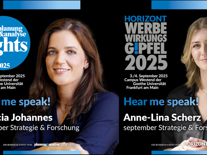 Wir sind wieder dabei: HORIZONT Werbewirkungsgipfel und planung&analyse Insights am 3./4. September in Frankfurt Wir sind wieder dabei: HORIZONT Werbewirkungsgipfel und planung&analyse Insights am 3./4. September in Frankfurt