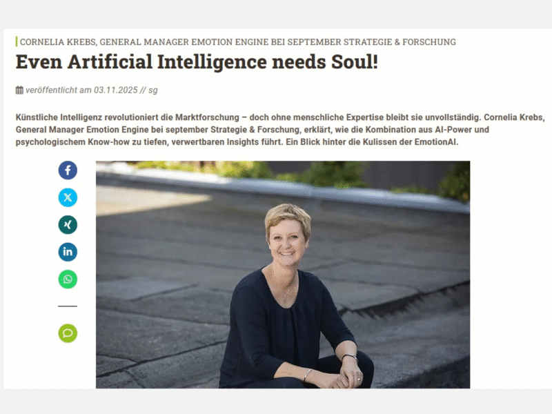 Even Artificial Intelligence needs Soull! Warum? Das erklärt Cornelia Krebs in ihrem Gastbeitrag für marktforschung.de